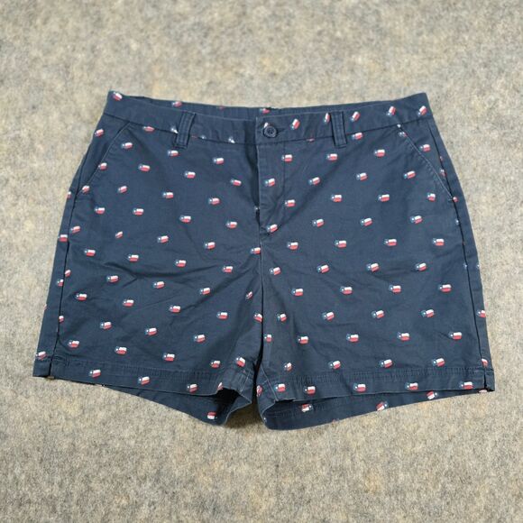 Magellan Outdoors Womens Texas Flag Blue Chino Shorts Size 16 4" Inseam Summer - Picture 1 of 9